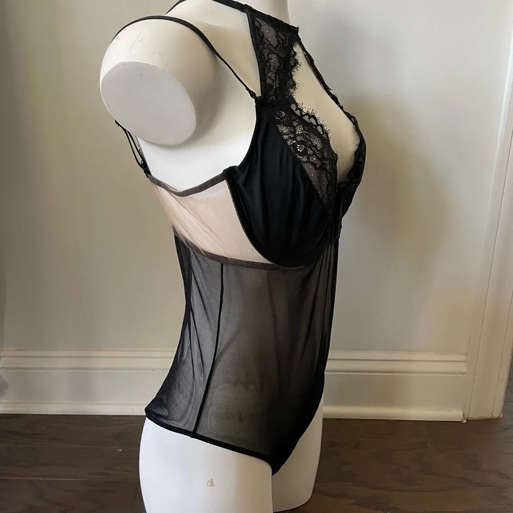 JEZEBEL NEW BLACK LACE TEDDY